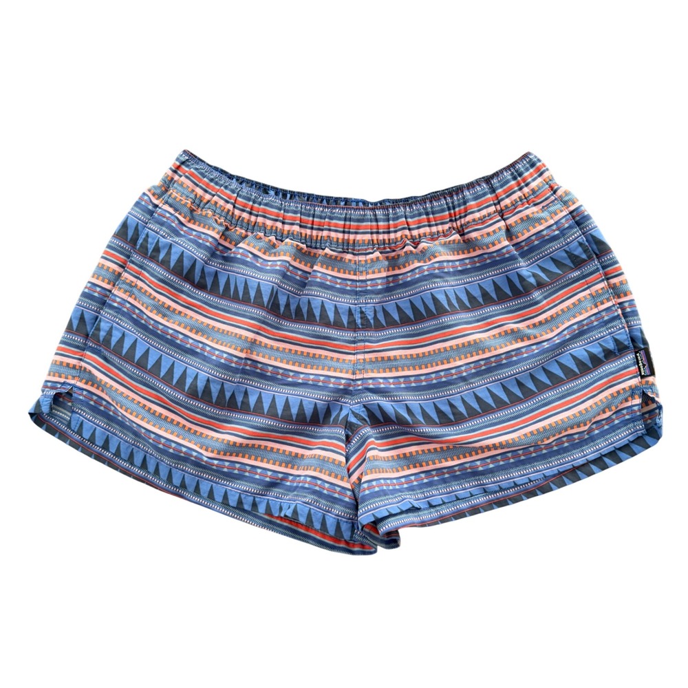 Patagonia Barely Baggies Shorts Womens Small Blue Ikat Mountain Print 57043